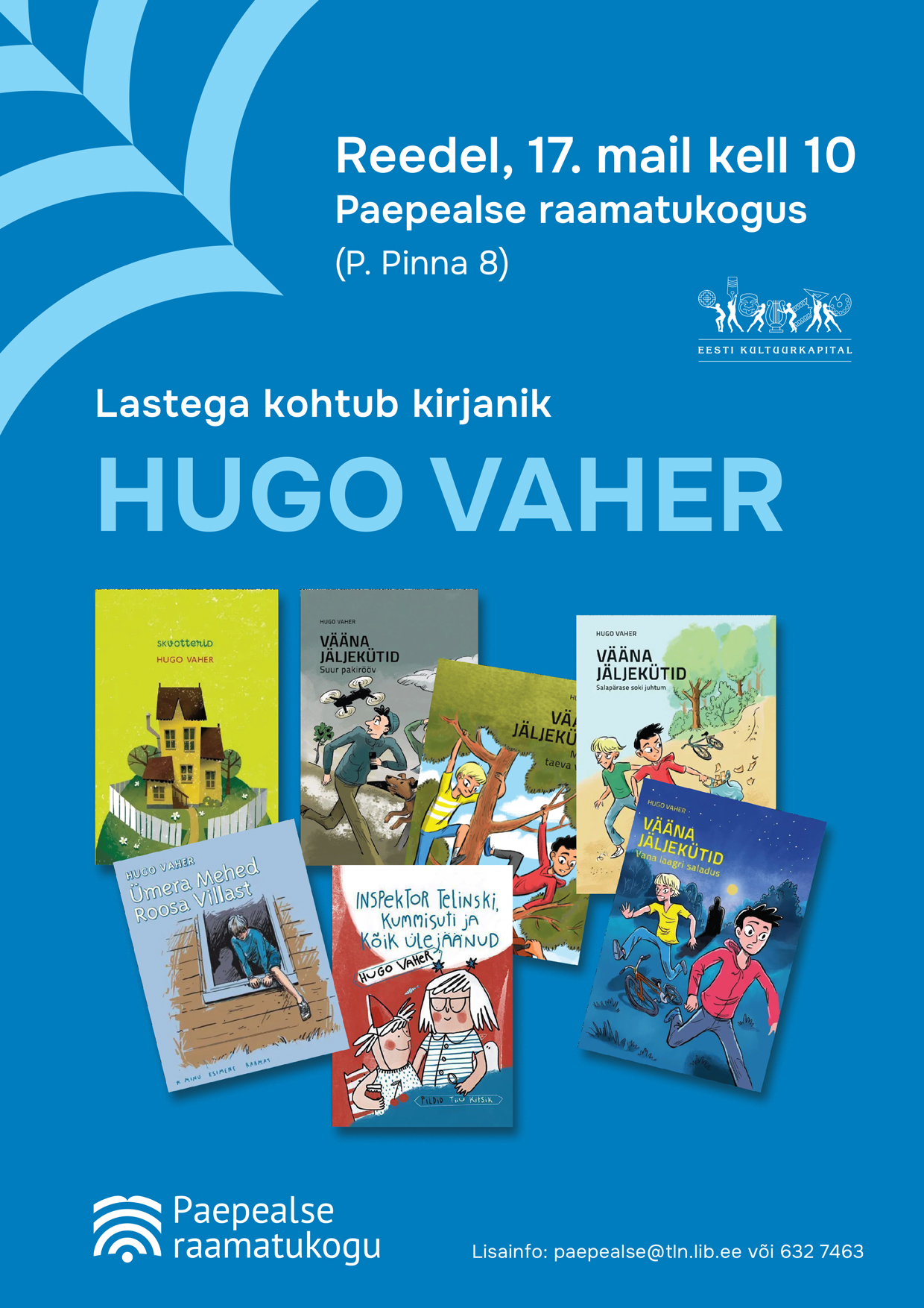 Kirjanik raamatukogus - lastega kohtub Hugo Vaher